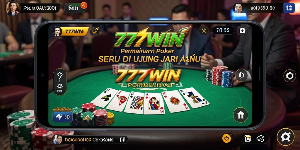 Tampilan menarik gameplay Poker di 777WIN dengan interaksi pengguna yang kental.