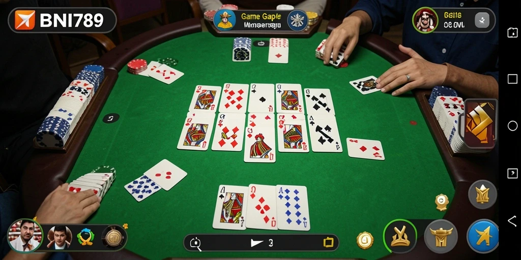 Screenshot gameplay BNI789 yang menampilkan aksi seru permainan Gaple.
