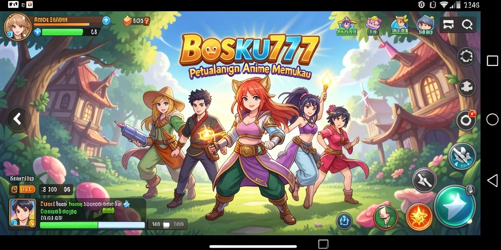 Tampilan gameplay epik yang penuh aksi dalam dunia Anime.