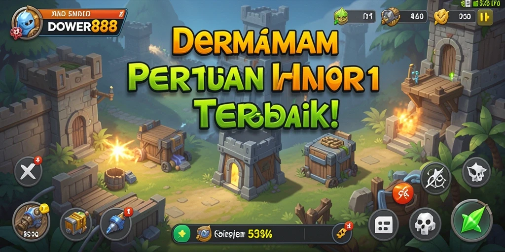 Tampilan gameplay DOWER88 dengan strategi pertahanan menara yang dinamis.