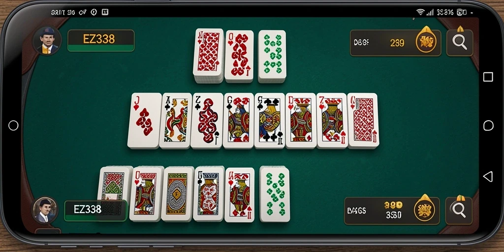 Tampilan gameplay seru dalam EZ338 saat bermain domino.