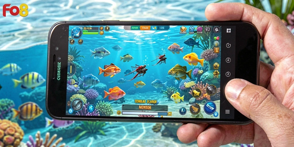 Tampilan gameplay FO8 yang mendebarkan saat menembak ikan.