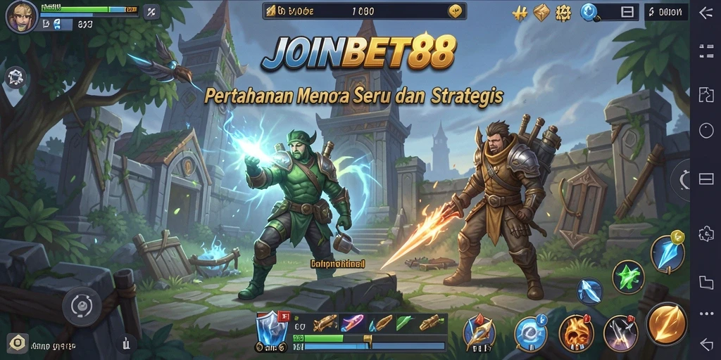 Screenshot utama JOINBET88 menampilkan pertahanan menara yang menegangkan.