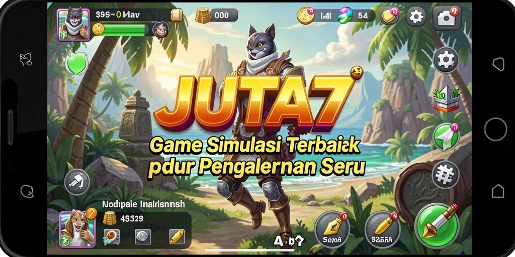 Tampilan gameplay <strong>JUTA7</strong> dengan dunia simulasi yang menarik dan interaktif.