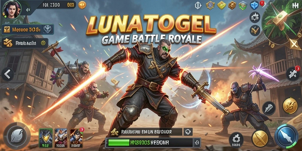 Tangkapan layar utama dari gameplay Battle Royale yang menegangkan di LUNATOGEL.