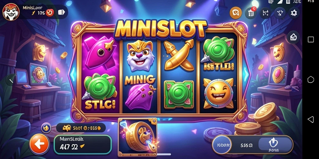 Tangkapan layar menunjukkan gameplay seru dari MINISLOT dengan berbagai tema.