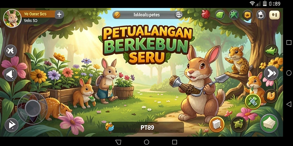 Screenshot gameplay PT89 menampilkan keindahan berkebun yang memikat.