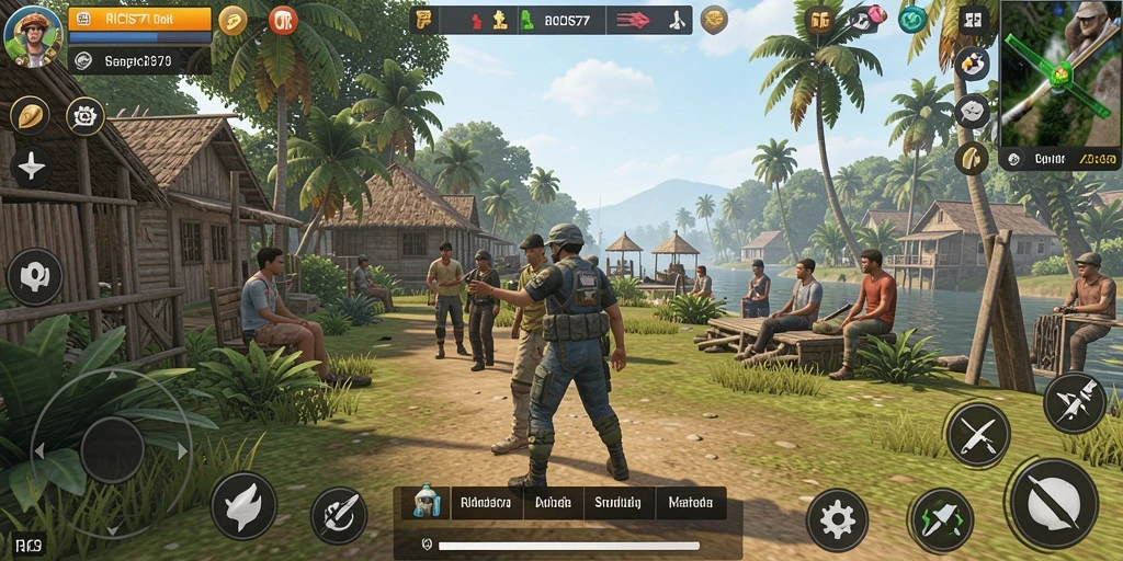 Screenshot RICIS77 menampilkan karakter dalam berbagai aktivitas sehari-hari.