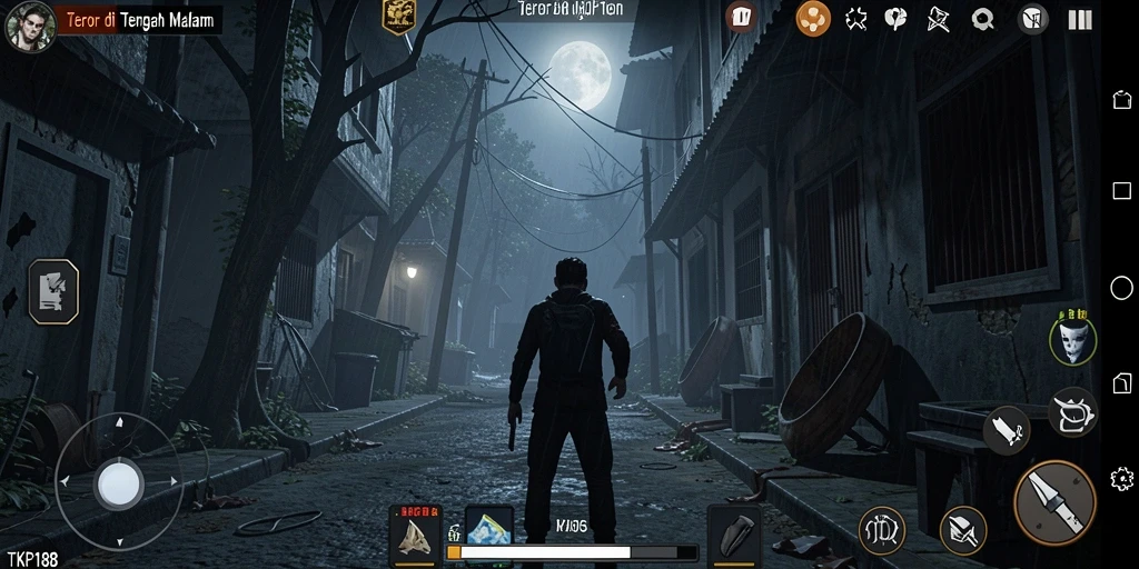 Tampilan gameplay TKP188 menampilkan suasana yang mencekam dan menakutkan.
