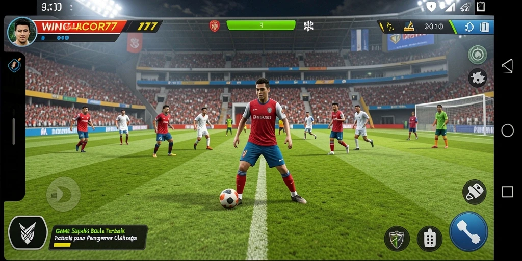 Tangkapan layar WINGACOR77 menampilkan aksi sepak bola yang intens dan realistis.